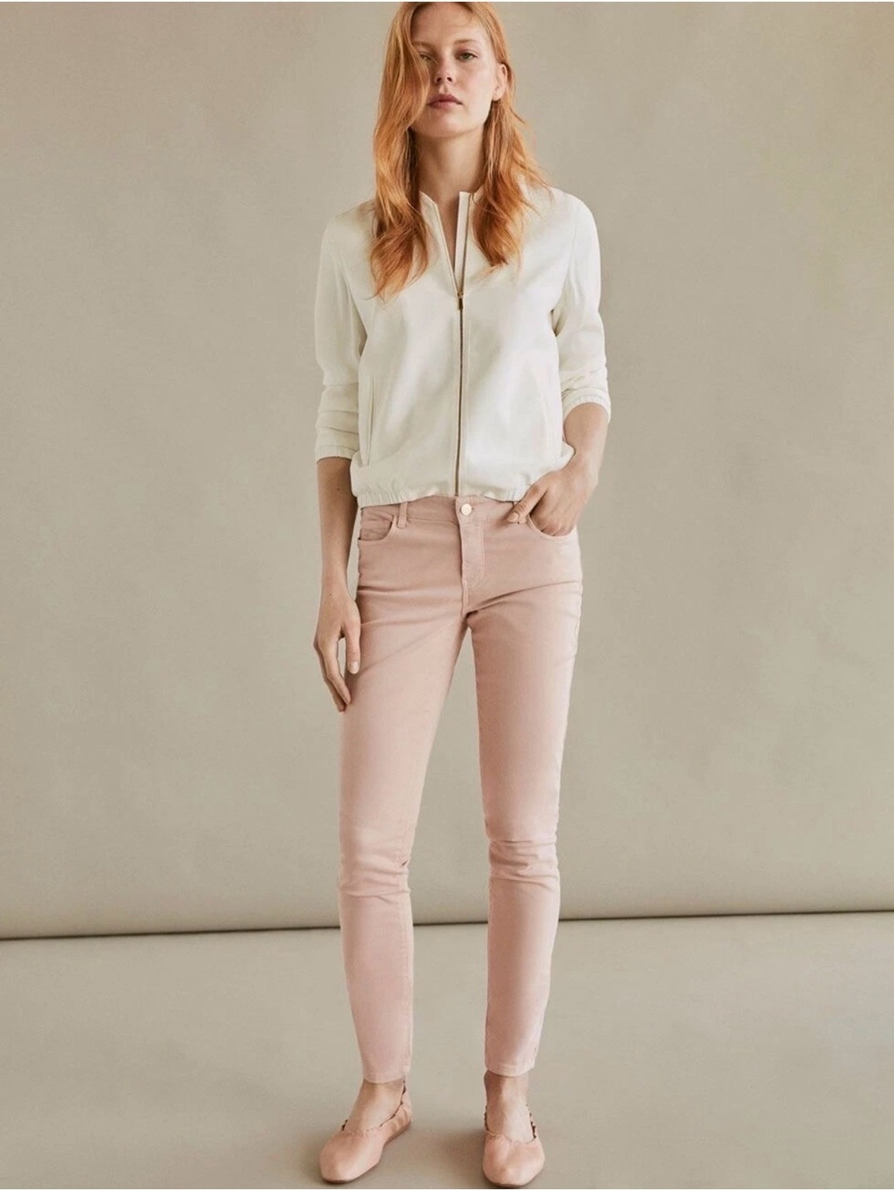 Massimo Dutti Pastel Pink Skinny Denim Jeans Sz 12 (EUR 44)